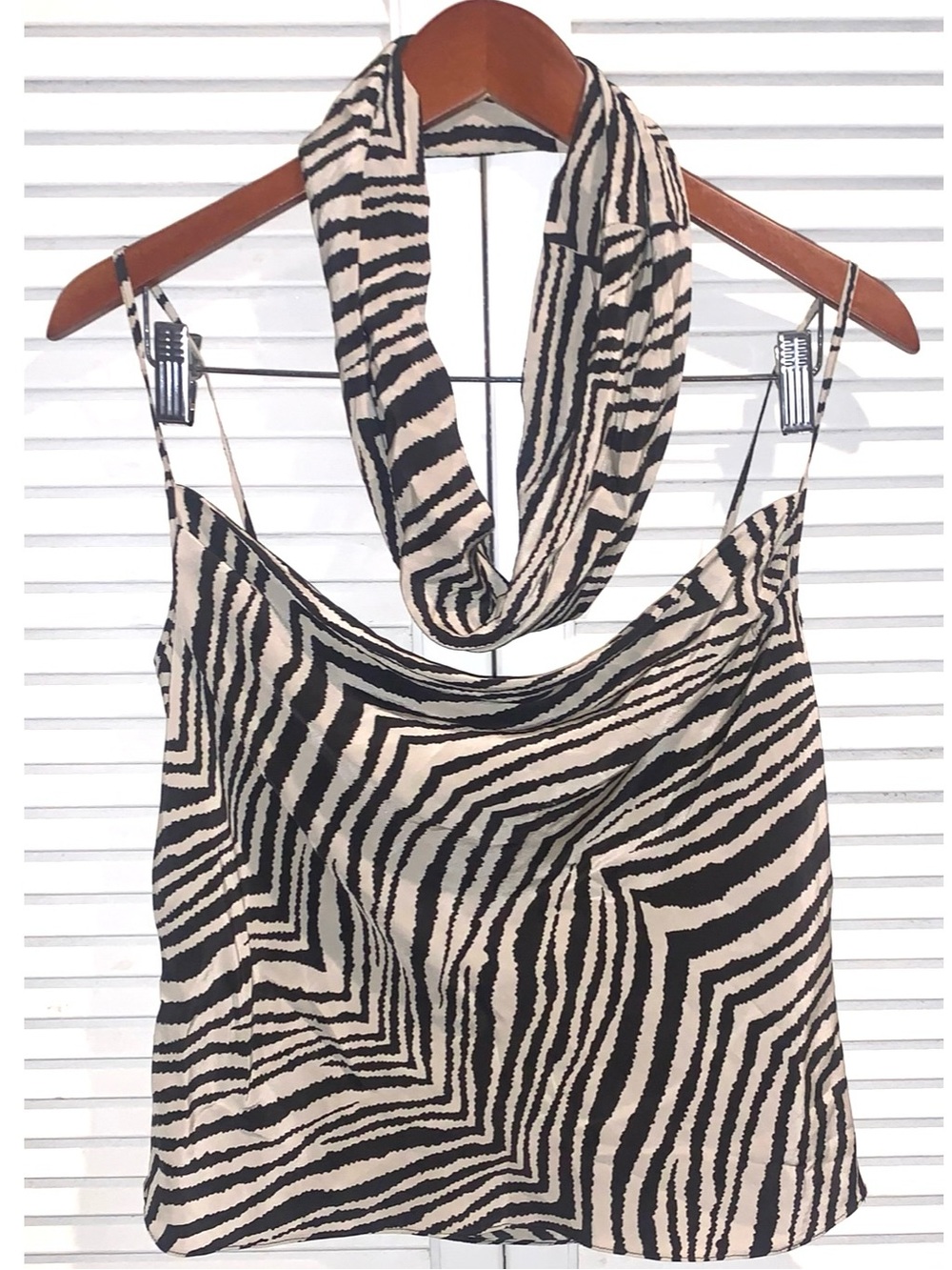 Vintage 100%  Silk Zebra Cami and Scarf Women’s Large Rare